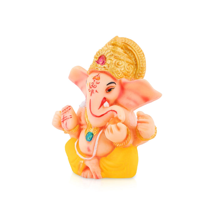 Vinayagar Sitting Statue - 4.5 x 4 Inches | Resin Murti/ Ganesha Idol For Festive Decor