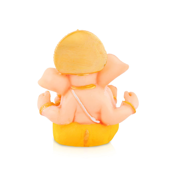 Vinayagar Sitting Statue - 4.5 x 4 Inches | Resin Murti/ Ganesha Idol For Festive Decor