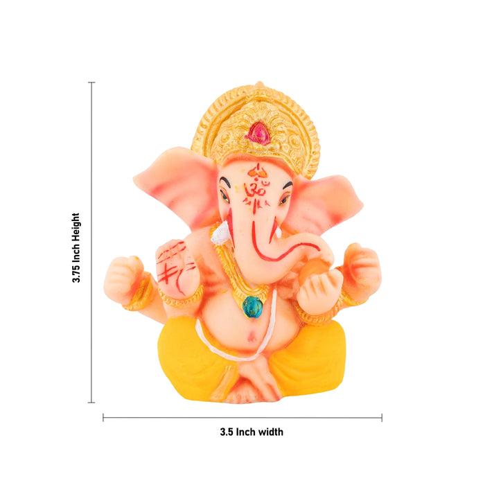 Vinayagar Sitting Statue - 4.5 x 4 Inches | Resin Murti/ Ganesha Idol For Festive Decor