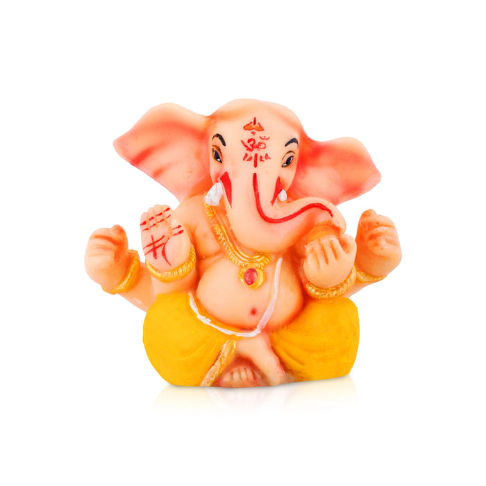 Vinayagar Sitting Murti - 3 x 3.25 Inches | Resin Idol/ Ganesha Figurine For Home & Pooja Room