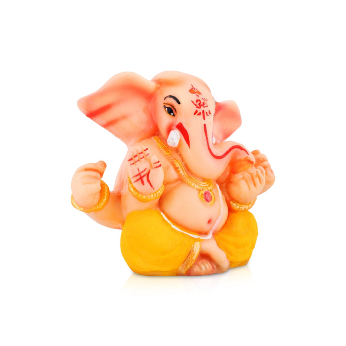 Vinayagar Sitting Murti - 3 x 3.25 Inches | Resin Idol/ Ganesha Figurine For Home & Pooja Room