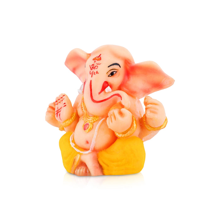 Vinayagar Sitting Murti - 3 x 3.25 Inches | Resin Idol/ Ganesha Figurine For Home & Pooja Room