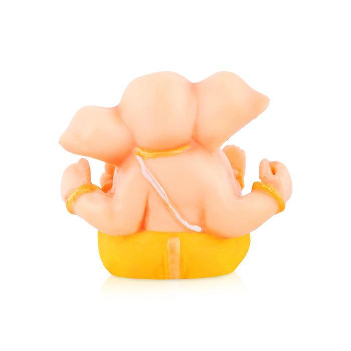 Vinayagar Sitting Murti - 3 x 3.25 Inches | Resin Idol/ Ganesha Figurine For Home & Pooja Room