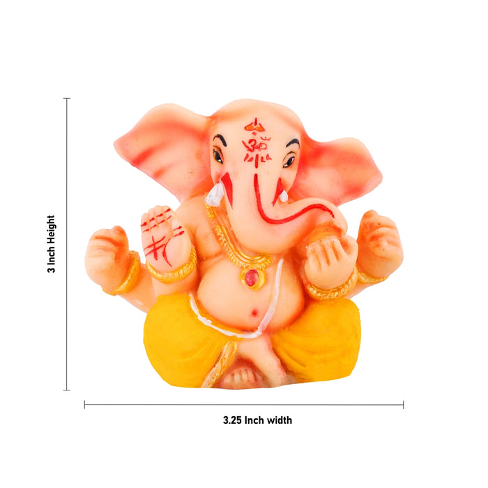 Vinayagar Sitting Murti - 3 x 3.25 Inches | Resin Idol/ Ganesha Figurine For Home & Pooja Room