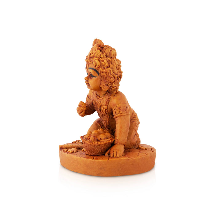 Laddu Krishna Statue - 3.5 x 2.75 Inches | Resin Idol/ Lord Krishna With Laddu Murti For Home Decor