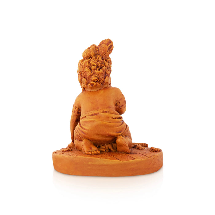 Laddu Krishna Statue - 3.5 x 2.75 Inches | Resin Idol/ Lord Krishna With Laddu Murti For Home Decor