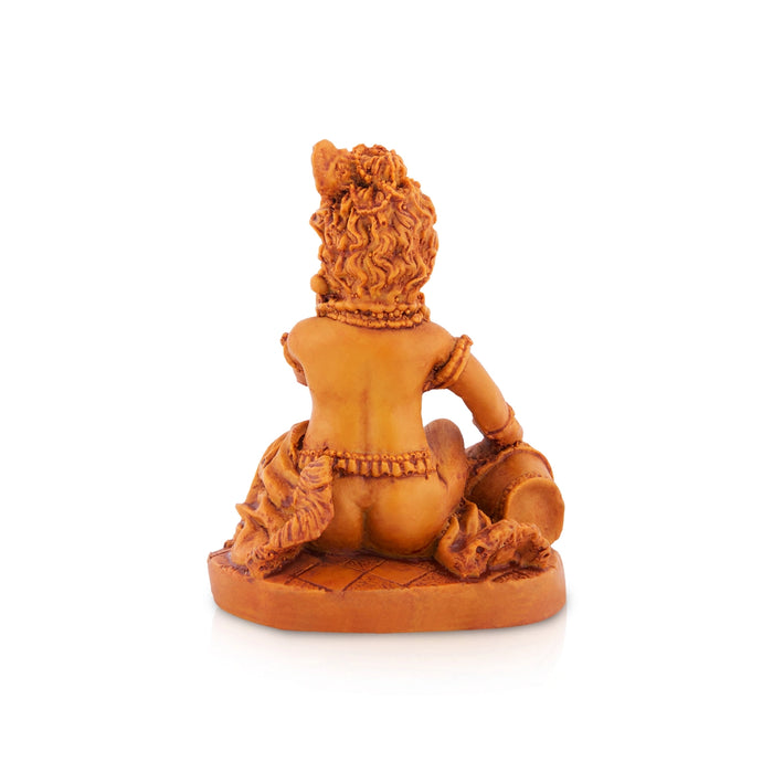 Krishna Sitting On Base Murti - 4 x 3.25 Inches | Resin Idol/ Laddu Gopal With Butter Pot Statue For Pooja Room