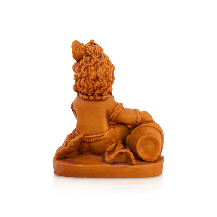 Makhan Krishna Sitting On Base Murti - 3.5 x 2.75 Inches | Resin Idol/ Lord Krishna Statue For Pooja Space