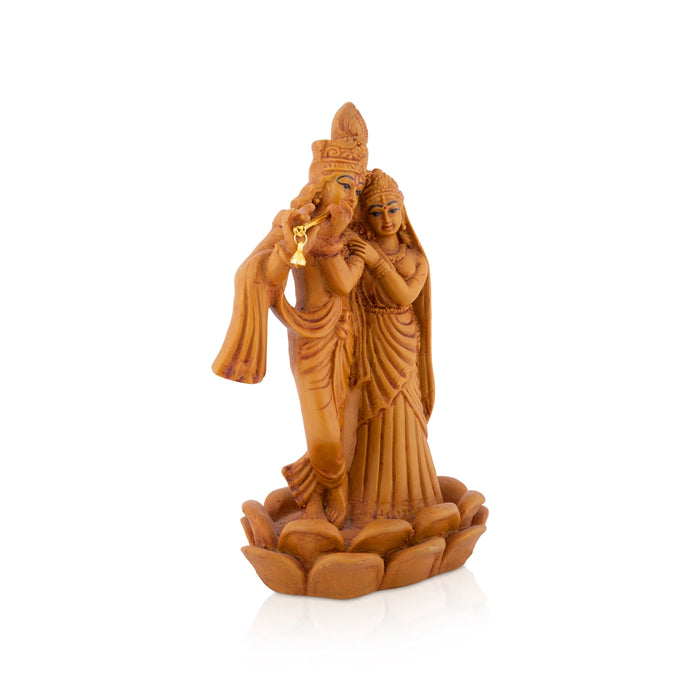Radha Krishna Standing On Lotus Base Murti - 8 x 5 Inches | Resin Radha Krishna Idol / Krishnar Radha Statue For Home Decor