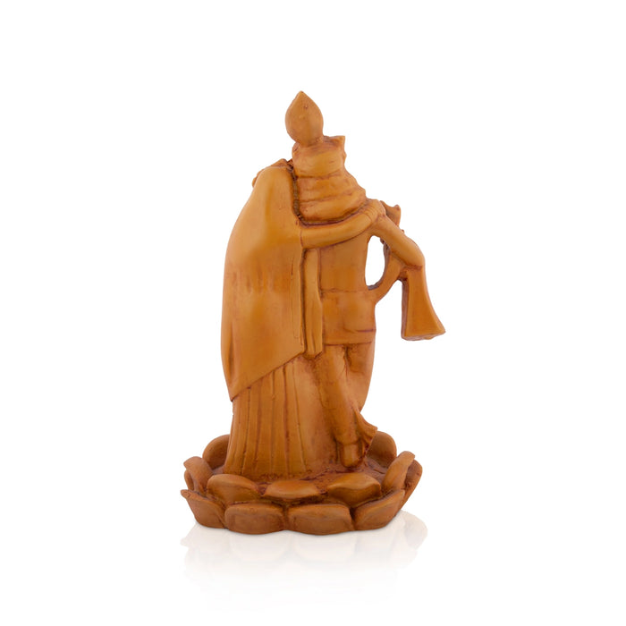 Radha Krishna Standing On Lotus Base Murti - 8 x 5 Inches | Resin Radha Krishna Idol / Krishnar Radha Statue For Home Decor