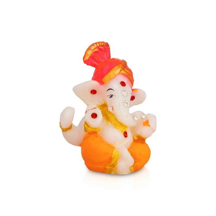 Ganesha Sitting Murti - 2.5 x 2 Inches | Resin Idol/ Stone Design Vinayagar Statue for Pooja Space