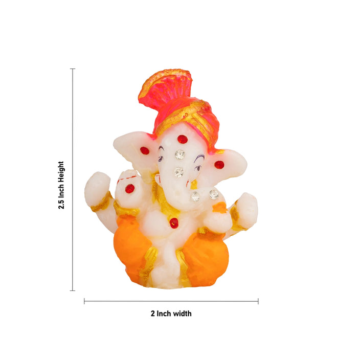 Ganesha Sitting Murti - 2.5 x 2 Inches | Resin Idol/ Stone Design Vinayagar Statue for Pooja Space