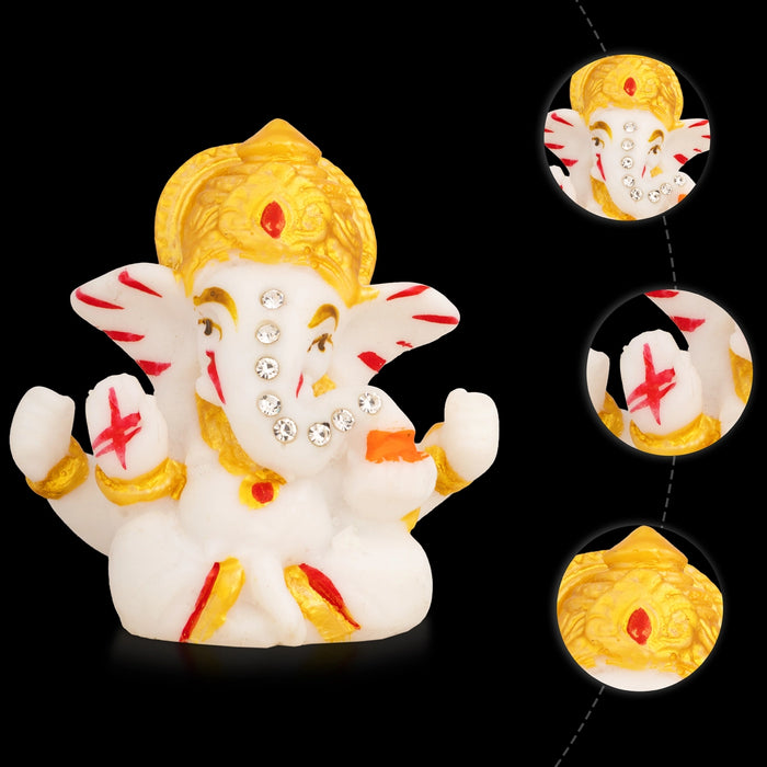 Vinayagar Sitting Statue - 2 x 2 Inches | Resin Idol/ Ganesha Murti for Living Room & Gifting
