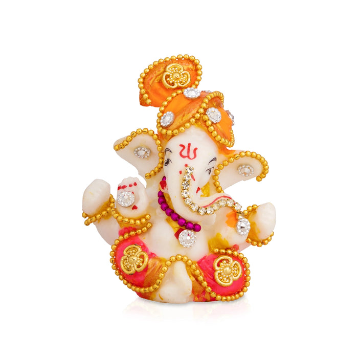 Ganesha Sitting Murti - 2.75 x 2 Inches | Resin Ganapati Statue / Decorative Vinayagar Idol