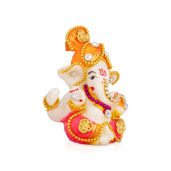 Ganesha Sitting Murti - 2.75 x 2 Inches | Resin Ganapati Statue / Decorative Vinayagar Idol