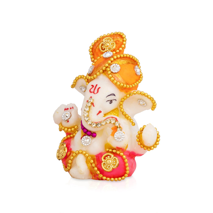 Ganesha Sitting Murti - 2.75 x 2 Inches | Resin Ganapati Statue / Decorative Vinayagar Idol