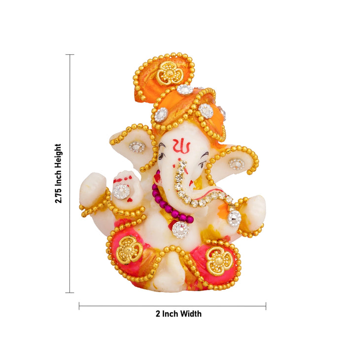 Ganesha Sitting Murti - 2.75 x 2 Inches | Resin Ganapati Statue / Decorative Vinayagar Idol