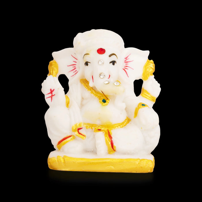 Ganapati Sitting Murti - 3 x 2.5 Inches | Resin Idol / Vinayagar Statue for Pooja Space