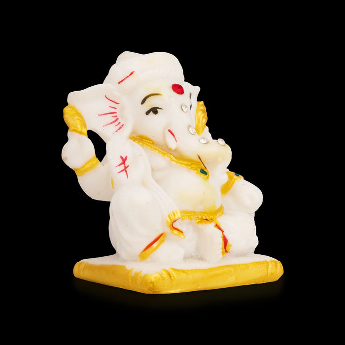Ganapati Sitting Murti - 3 x 2.5 Inches | Resin Idol / Vinayagar Statue for Pooja Space