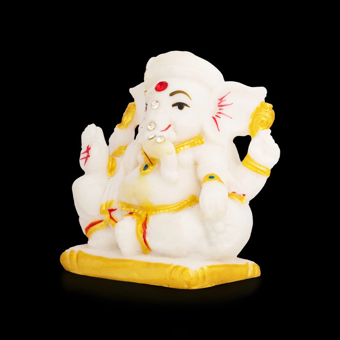 Ganapati Sitting Murti - 3 x 2.5 Inches | Resin Idol / Vinayagar Statue for Pooja Space