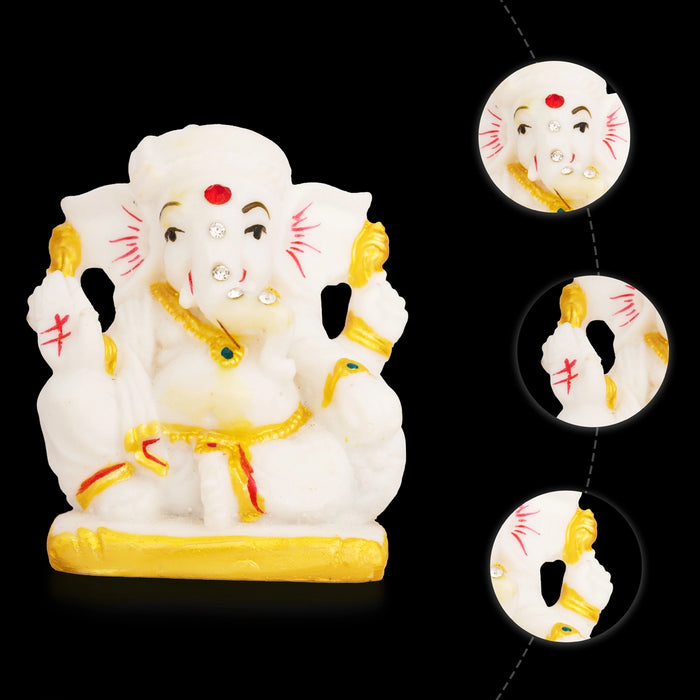 Ganapati Sitting Murti - 3 x 2.5 Inches | Resin Idol / Vinayagar Statue for Pooja Space