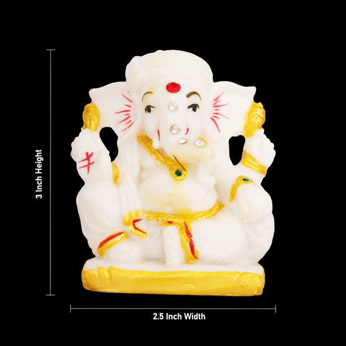 Ganapati Sitting Murti - 3 x 2.5 Inches | Resin Idol / Vinayagar Statue for Pooja Space