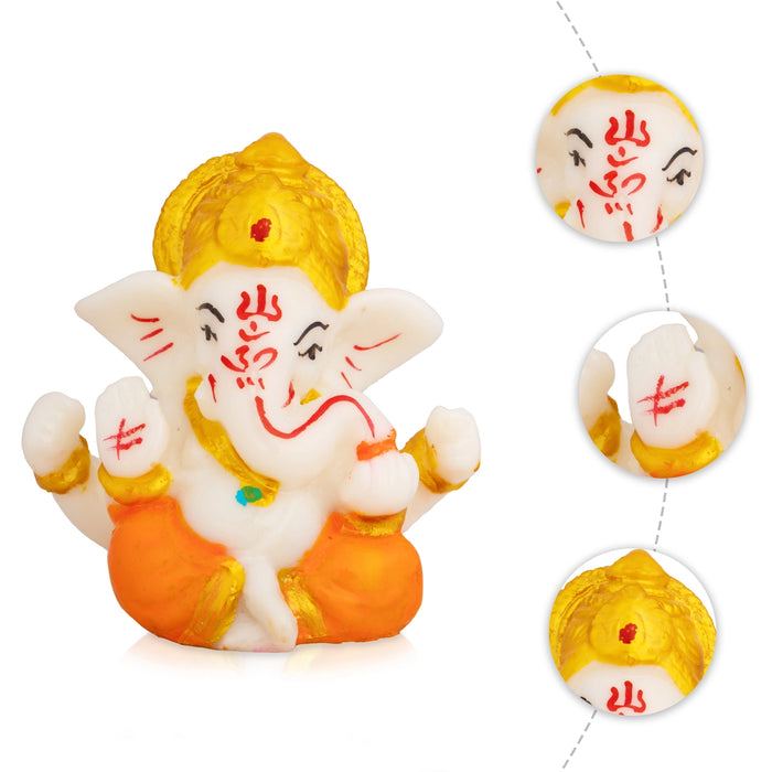Ganpati Murti - 3 x 2.5 Inches | Resin Idol/ Ganesha Statue For Pooja Room & Living Space