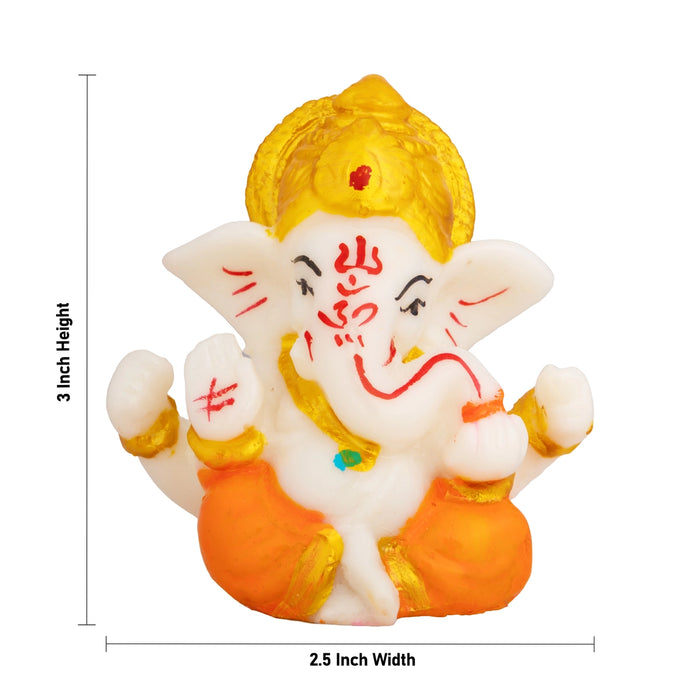 Ganpati Murti - 3 x 2.5 Inches | Resin Idol/ Ganesha Statue For Pooja Room & Living Space