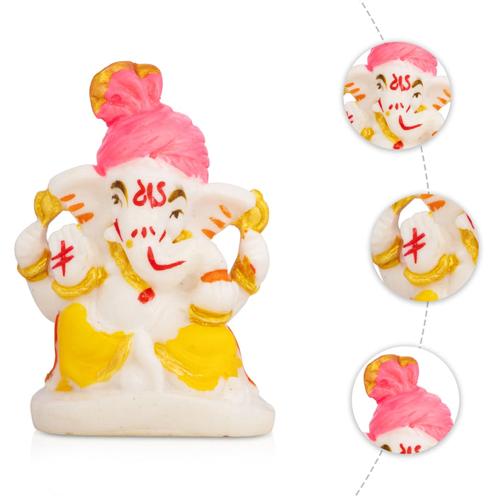 Ganesha Sitting on Base Murti - 3 x 2 Inches | Resin Idol/ Vinayagar Statue For Pooja Space
