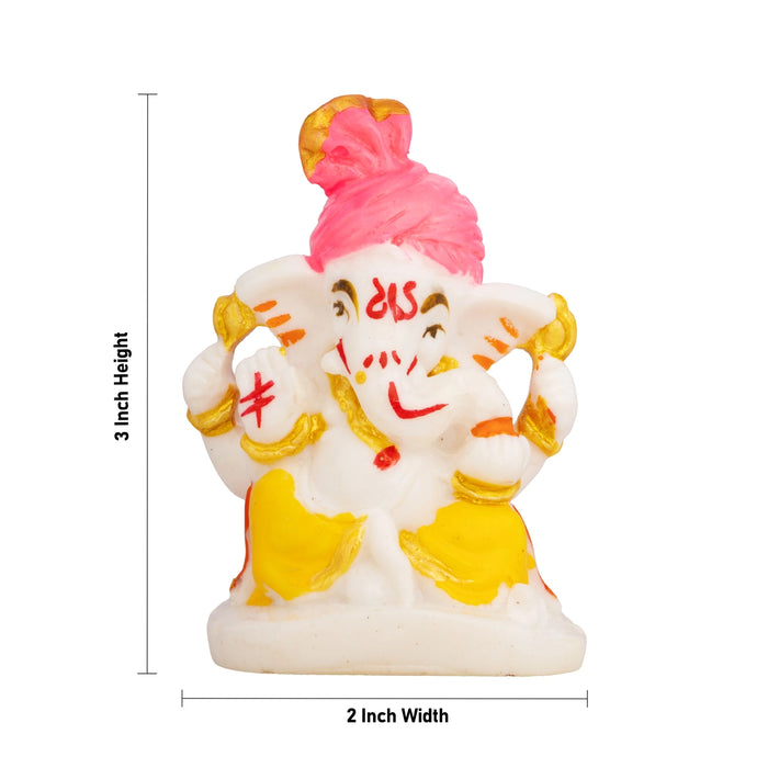 Ganesha Sitting on Base Murti - 3 x 2 Inches | Resin Idol/ Vinayagar Statue For Pooja Space
