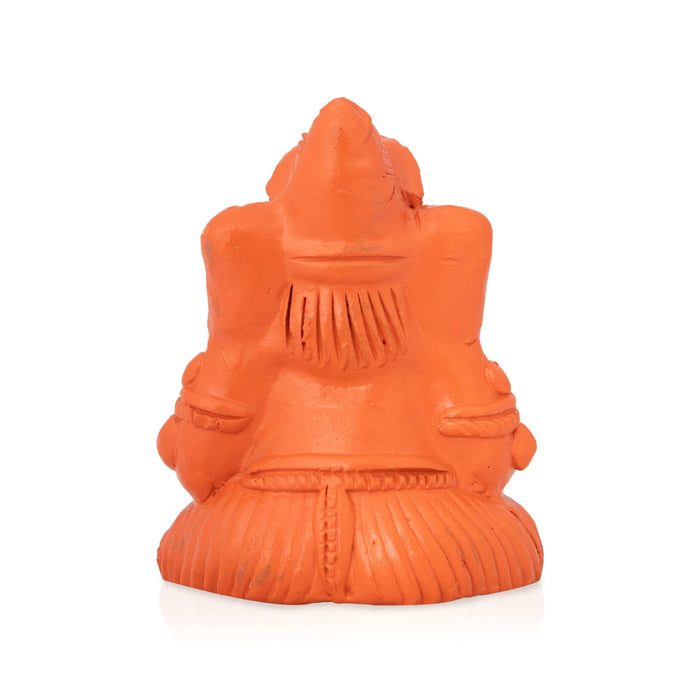 Ganesha Sitting Murti - 3 x 2 Inches | Terracotta Clay Idol/ Vinayagar Statue For Pooja