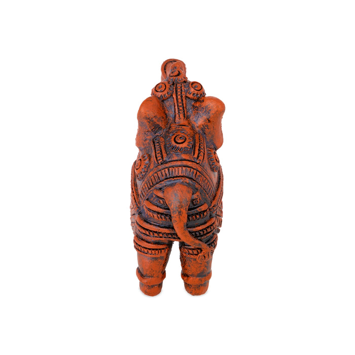 Elephant Statue - 4 x 4 Inches | Elephant Figurine/ Wood Colour Idol for Home Decor