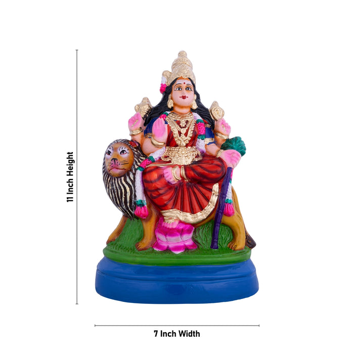 Simhavahini Durga Idol Paper Mache Golu Bommai- 11 X 7 Inches | Giri Golu Doll/ Navaratri Gombe/Navratri Decor