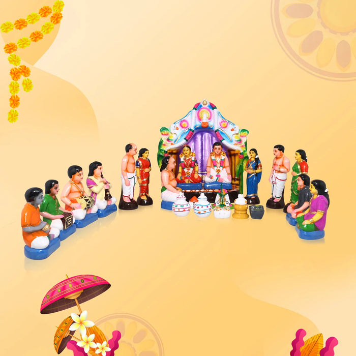 Marriage Paper Mache Golu Bommai Set - 14 Inches | Giri Golu Doll/ Navaratri Golu Bomma/Gombe/Bommai