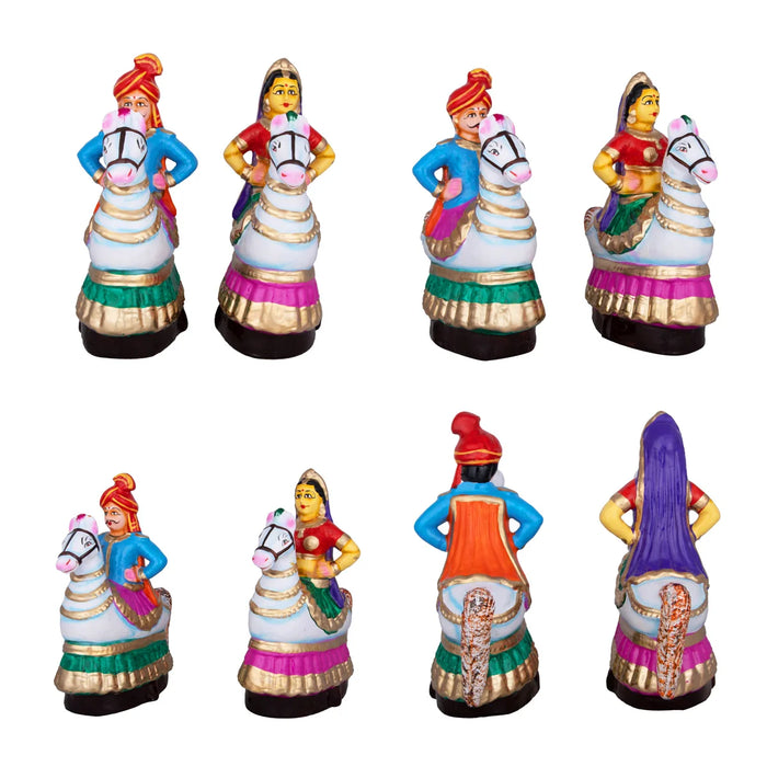 Karakattam Folk Dance Clay Golu Bommai Set - 8 x 6 Inches | Giri Golu Doll/ Navaratri Golu Bomma/Gombe/Bommai