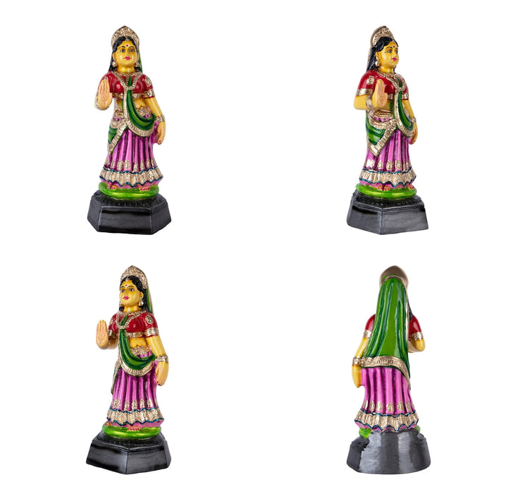 Radha Krishna Murti Paper Mache Golu Bommai Pair - 19 x 6 Inches | Giri Golu Doll/ Navaratri Golu Bommai/ Gombe