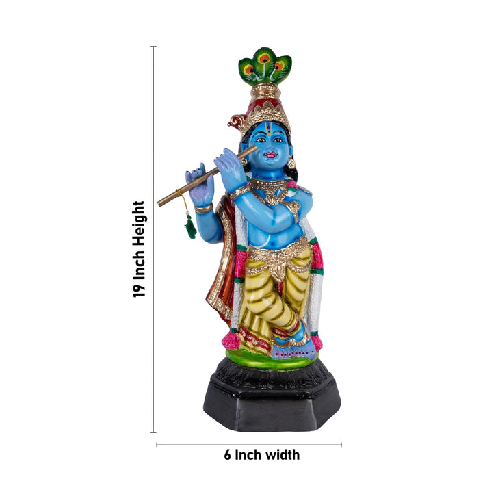 Radha Krishna Murti Paper Mache Golu Bommai Pair - 19 x 6 Inches | Giri Golu Doll/ Navaratri Golu Bommai/ Gombe