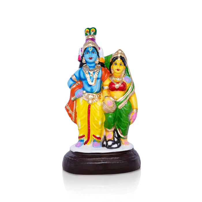 Krishna Radha Clay Golu Bommai Pair - 10 x 5 Inches | Giri Golu Doll/ Navaratri Kolu Bomma/ Gombe