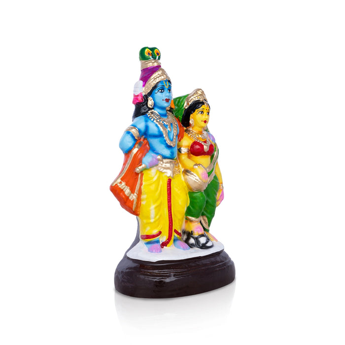 Krishna Radha Clay Golu Bommai Pair - 10 x 5 Inches | Giri Golu Doll/ Navaratri Kolu Bomma/ Gombe