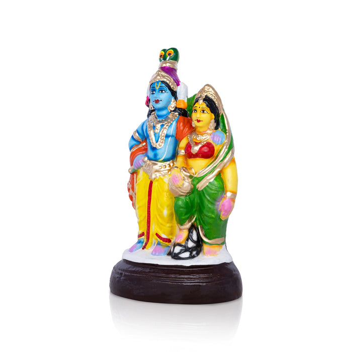 Krishna Radha Clay Golu Bommai Pair - 10 x 5 Inches | Giri Golu Doll/ Navaratri Kolu Bomma/ Gombe