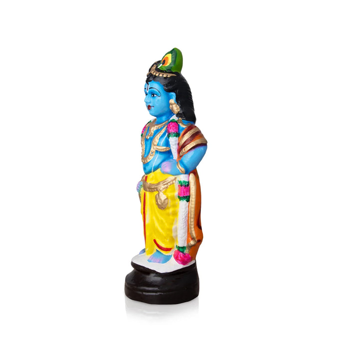 Krishna Standing Clay Golu Bommai - 11 x 4 Inches | Giri Golu Doll/ Navaratri Golu Bomma/Gombe/Bommai