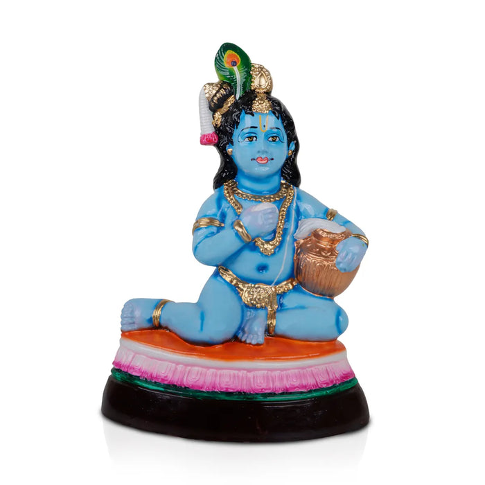 Butter Krishna Idol Paper Mache Golu Bommai - 13 x 9 Inches | Giri Golu Doll/Navaratri Golu Bomma/Gombe/Bommai