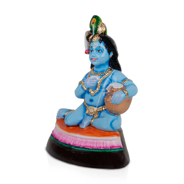 Butter Krishna Idol Paper Mache Golu Bommai - 13 x 9 Inches | Giri Golu Doll/Navaratri Golu Bomma/Gombe/Bommai