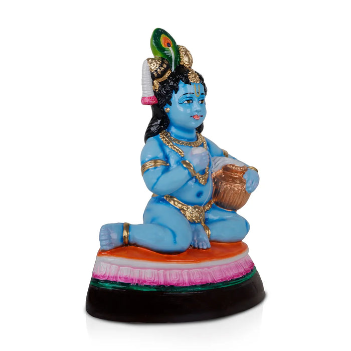 Butter Krishna Idol Paper Mache Golu Bommai - 13 x 9 Inches | Giri Golu Doll/Navaratri Golu Bomma/Gombe/Bommai