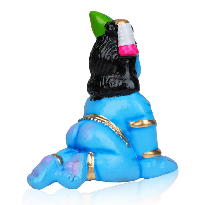 Crawling Krishna Murti Clay Golu Bommai - 5.5 x 4 Inches | Giri Golu Doll/ Navaratri Golu Bommai/ Gombe