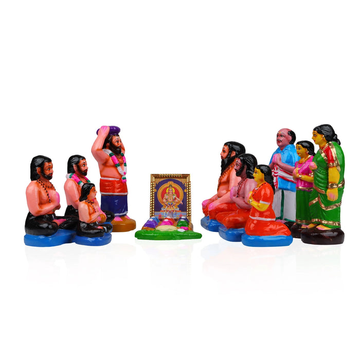 Ayyappan Irumudi Kattu Clay Golu Bommai Set - 7 x 3.5 Inches | Giri Golu Doll/ Navaratri Golu Bomma/Gombe