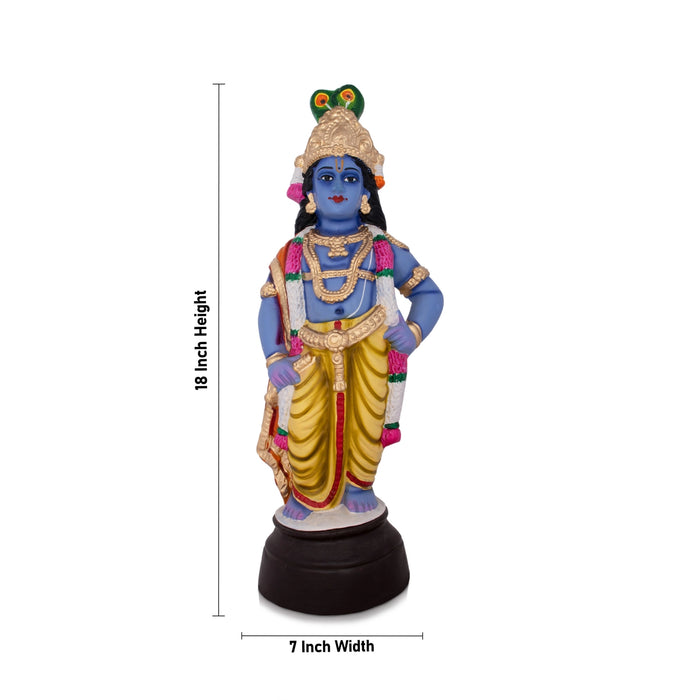Vithoba Krishna Clay Golu Bommai - 18 x 7 Inches | Giri Golu Bomma/ Navaratri Kolu Doll/ Dasara Doll