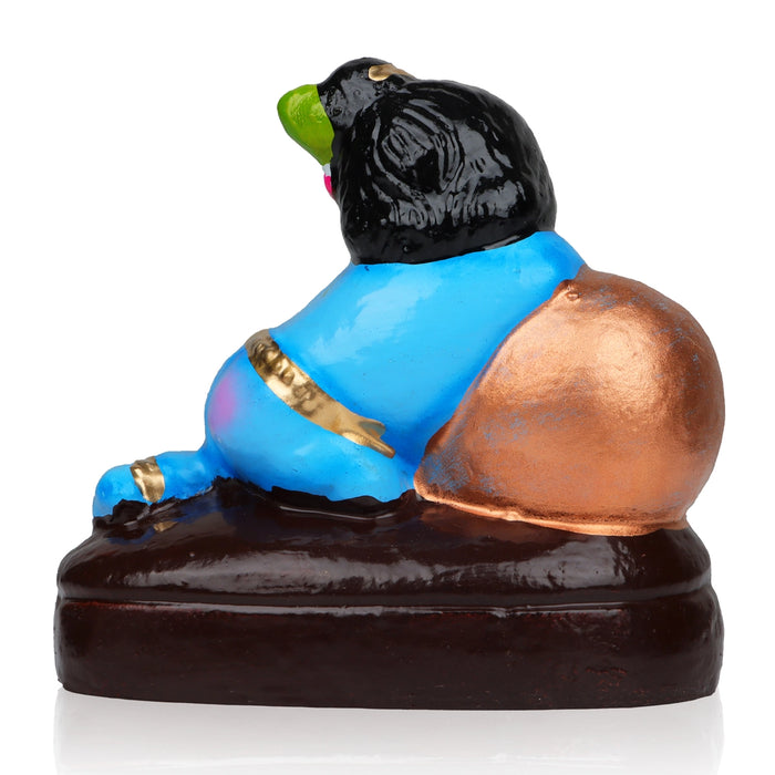 Crawling Krishna with Pot Clay Golu Bommai - 6 x 5 Inches | Giri Golu Doll/ Navaratri Golu Bomma/Gombe/Bommai