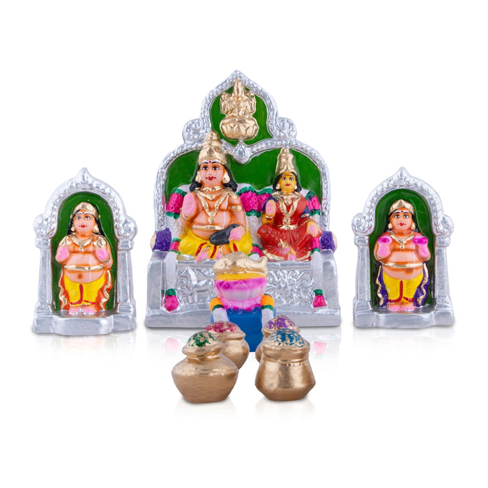 Lakshmi Kubera Clay Golu Bommai Set - 11 x 8 Inches | Giri Golu Doll/ Navaratri Golu Bomma/Gombe/Bommai