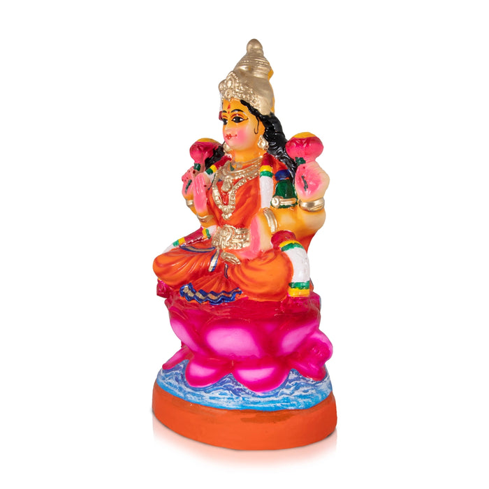 Lakshmi Sitting On Lotus Paper Mache Golu Bommai - 17 x 9 Inches | Giri Golu Doll/ Navaratri Golu Bomma/Gombe/Bommai